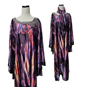 90s - 00s Neelam multi-colored satin muumuu dress set . free size